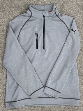 Puma Light Gray/Black Trim Half-Zip Performance Pullover